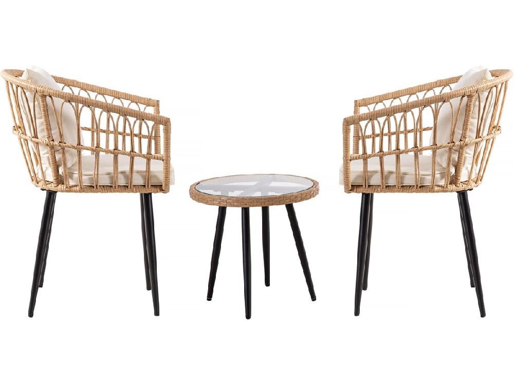 Conjunto De Muebles De Jardín De Ratán "Vela" - 2 Plazas - Marrón