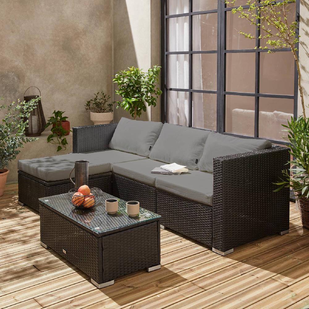 Conjunto De Muebles De Jardín De Resina De 4 Plazas Torino Negro 70x70x63 Cm
