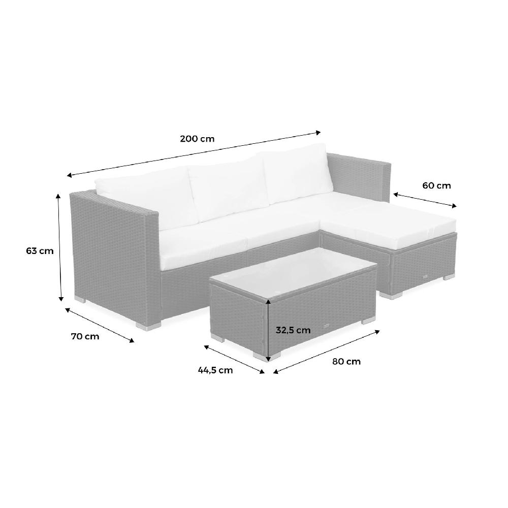 Conjunto De Muebles De Jardín De Resina De 4 Plazas Torino Negro 70x70x63 Cm