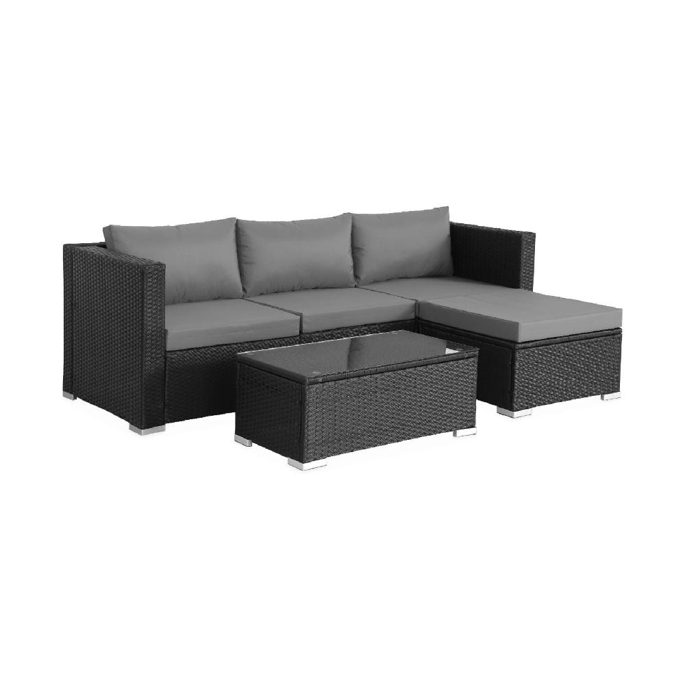 Conjunto de muebles de jardín de resina de 4 plazas Torino Negro 70x70x63 cm