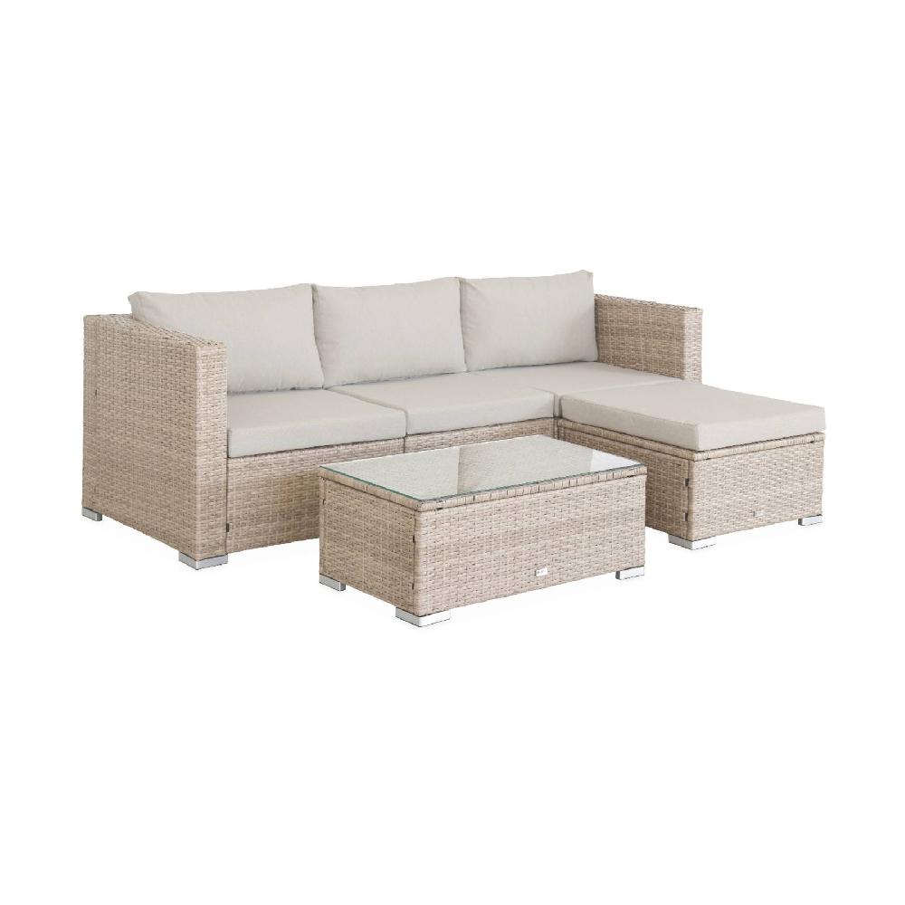 Conjunto de muebles de jardín de resina de 4 plazas Torino Natural 70x70x63 cm