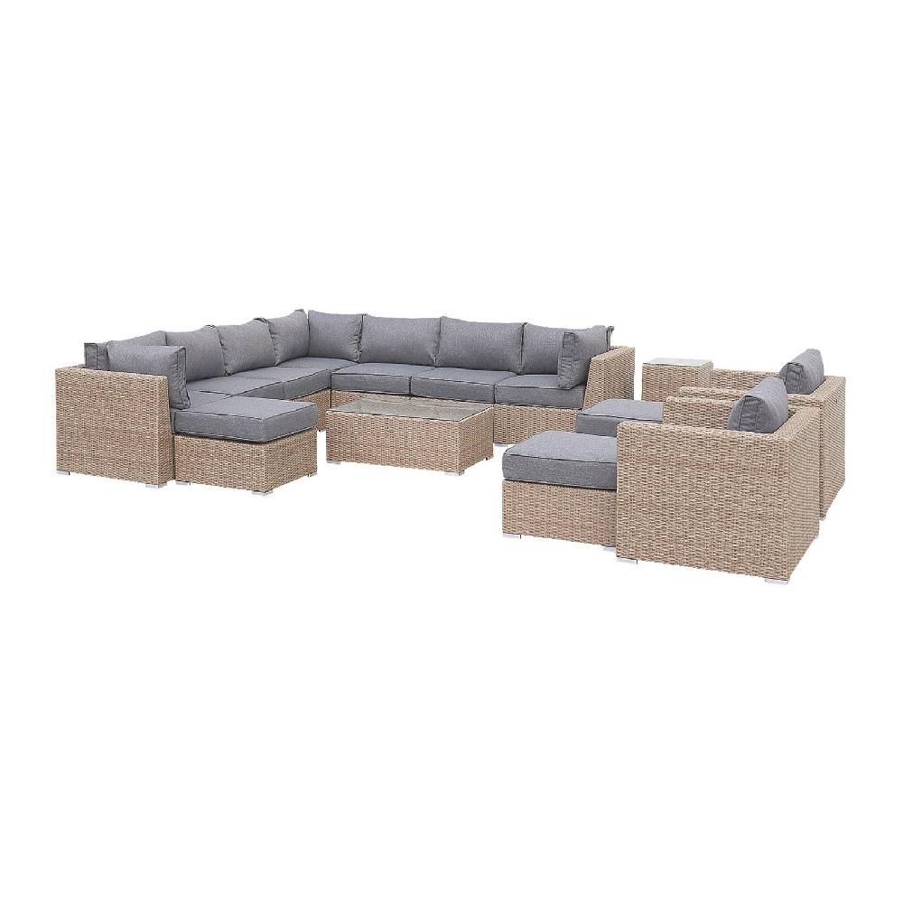 Conjunto de muebles de jardín de resina tejida 12 a 14 plazas Verona Beige 290x80x67.5 cm