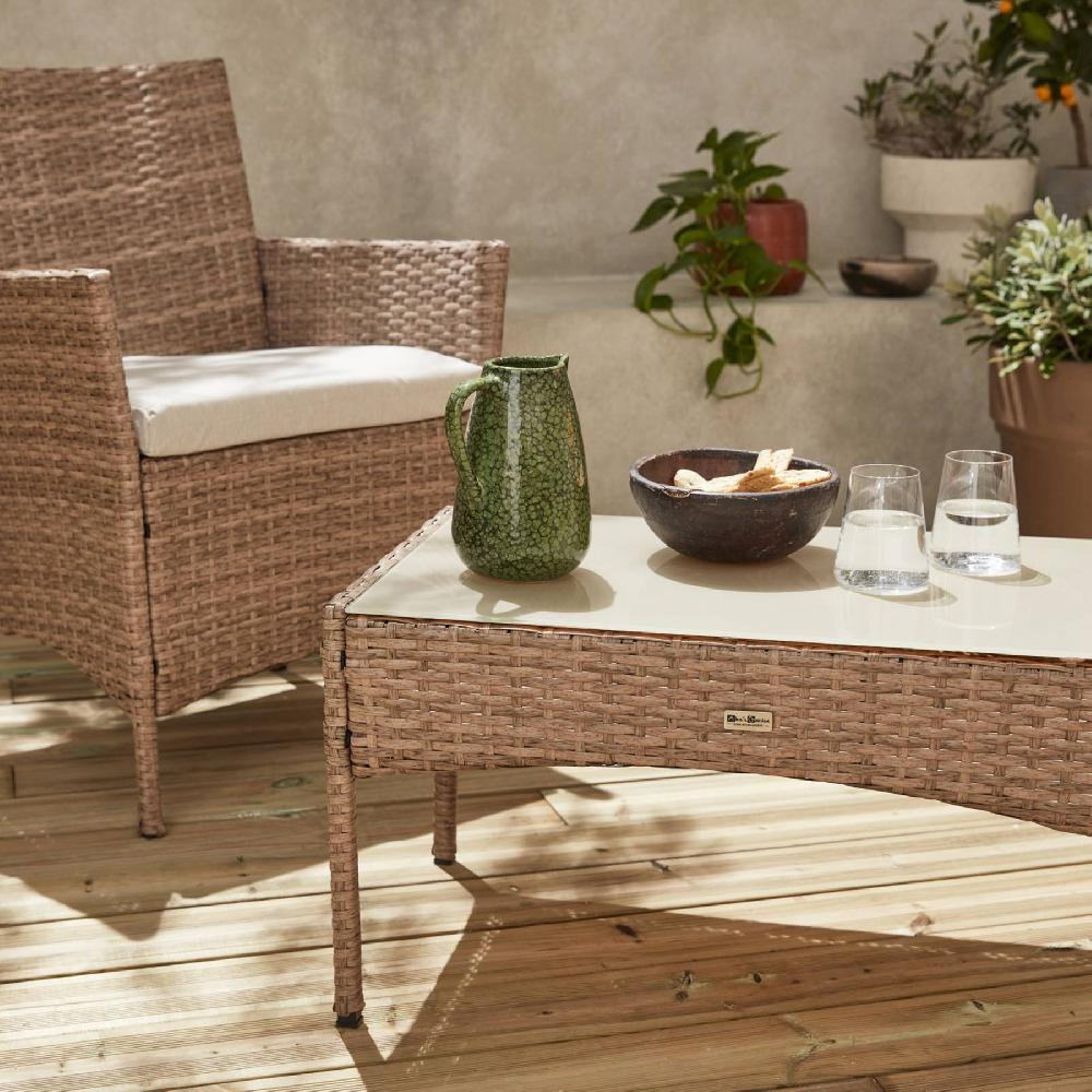 Conjunto De Muebles De Jardín De Resina Tejida 4 Plazas Moltes Natural 104x59x85.5 Cm
