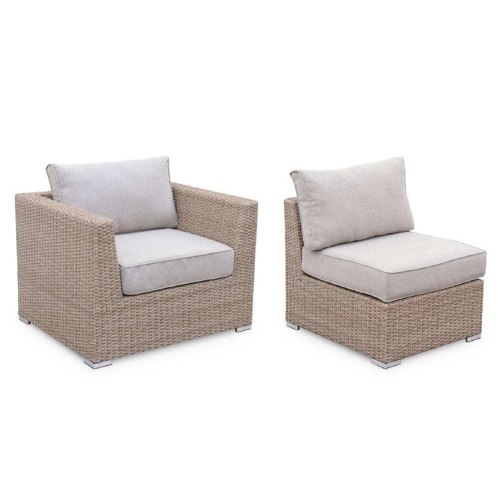 Conjunto De Muebles De Jardín De Resina Tejida 5 Plazas Vinci Beige 225x80x67.5 Cm