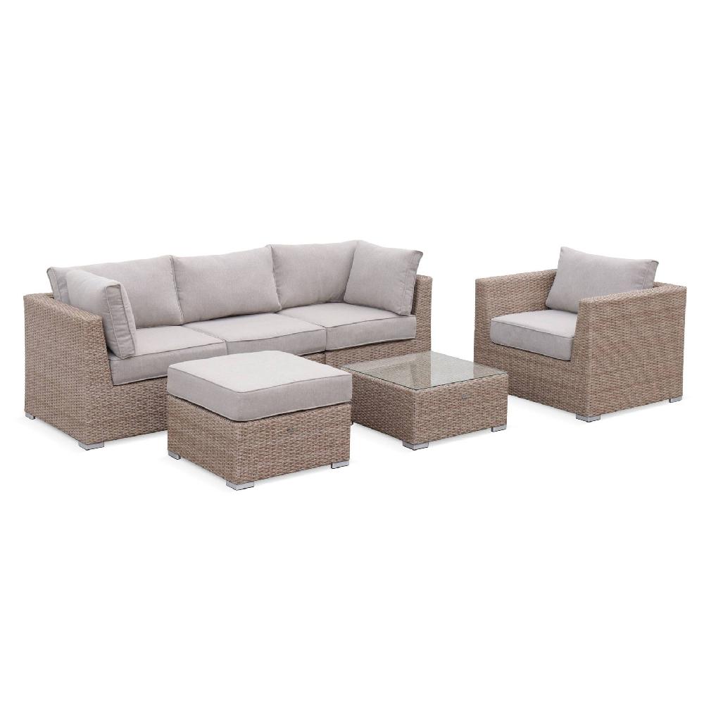 Conjunto de muebles de jardín de resina tejida 5 plazas Vinci Beige 225x80x67.5 cm