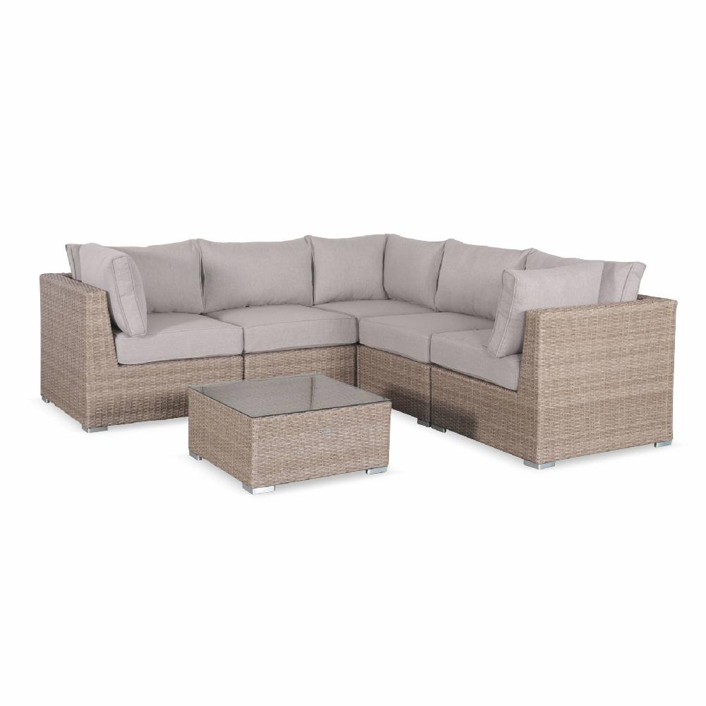 Conjunto de muebles de jardín de resina tejida 5 plazas Vittoria Madera 125x80x67.5 cm