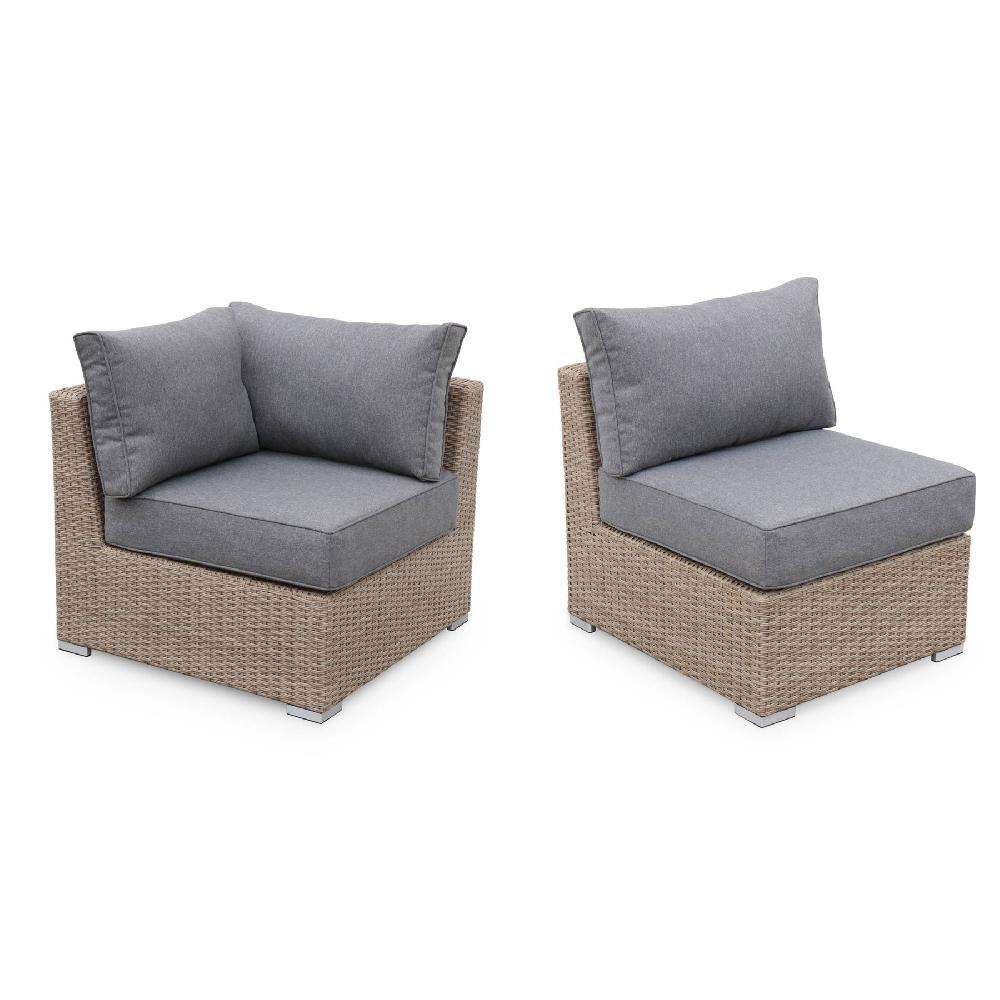 Conjunto De Muebles De Jardín De Resina Tejida 5 Plazas Vittoria Madera 125x80x67.5 Cm