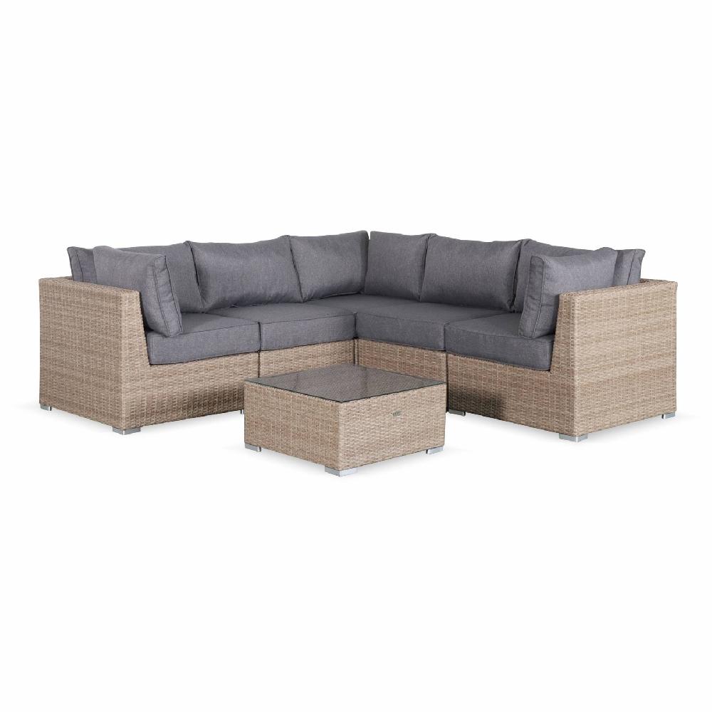 Conjunto de muebles de jardín de resina tejida 5 plazas Vittoria Madera 125x80x67.5 cm