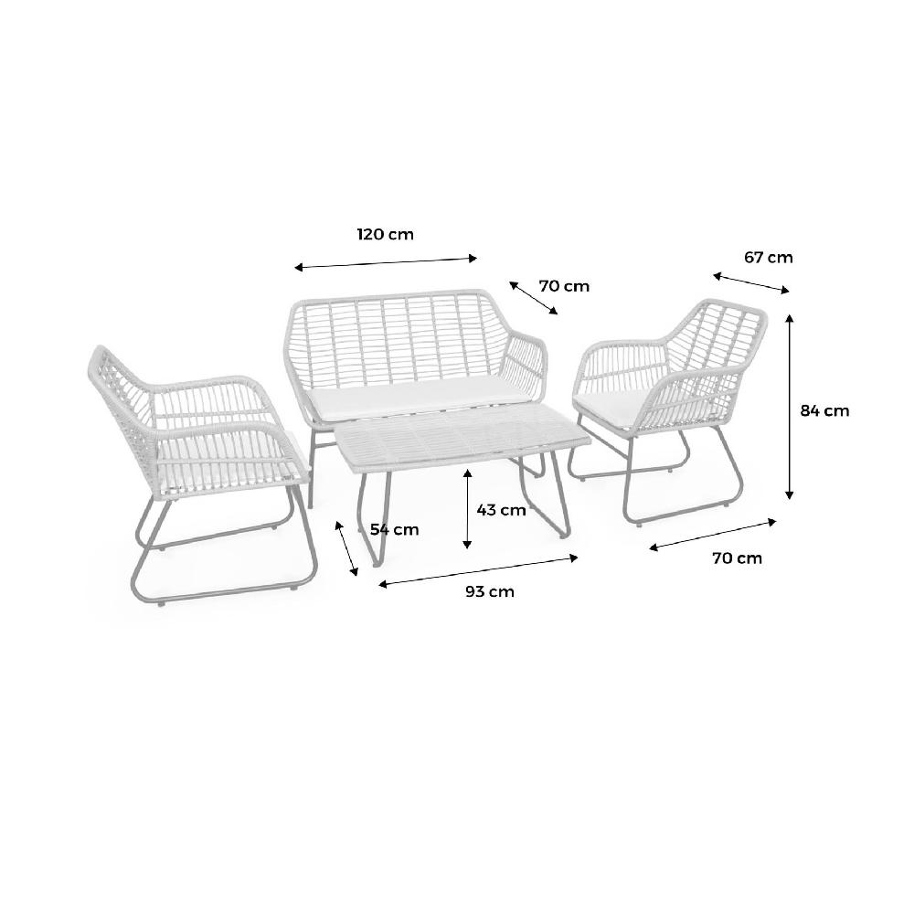 Conjunto De Muebles De Jardín Efecto Bambú Y Metal 4 Plazas Natuna Beige 93x43x54 Cm