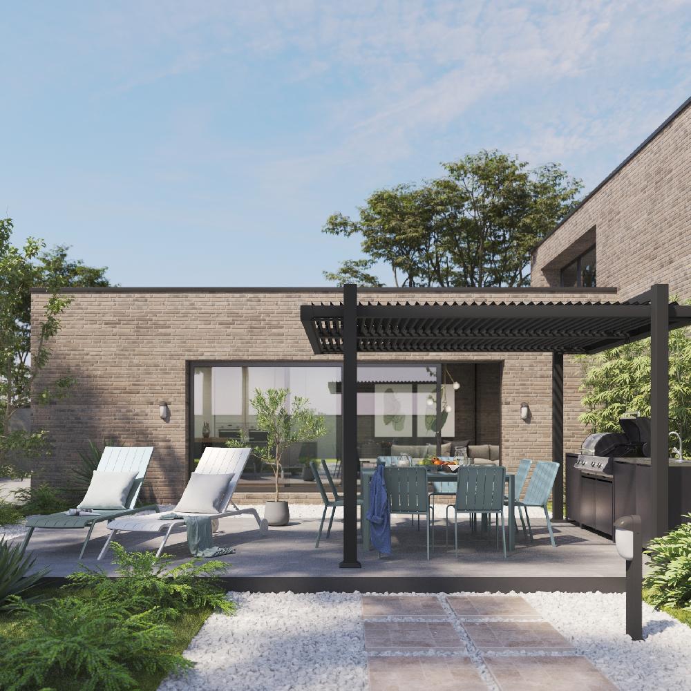 Conjunto de muebles de jardín Idaho de aluminio azul claro para 4 personas