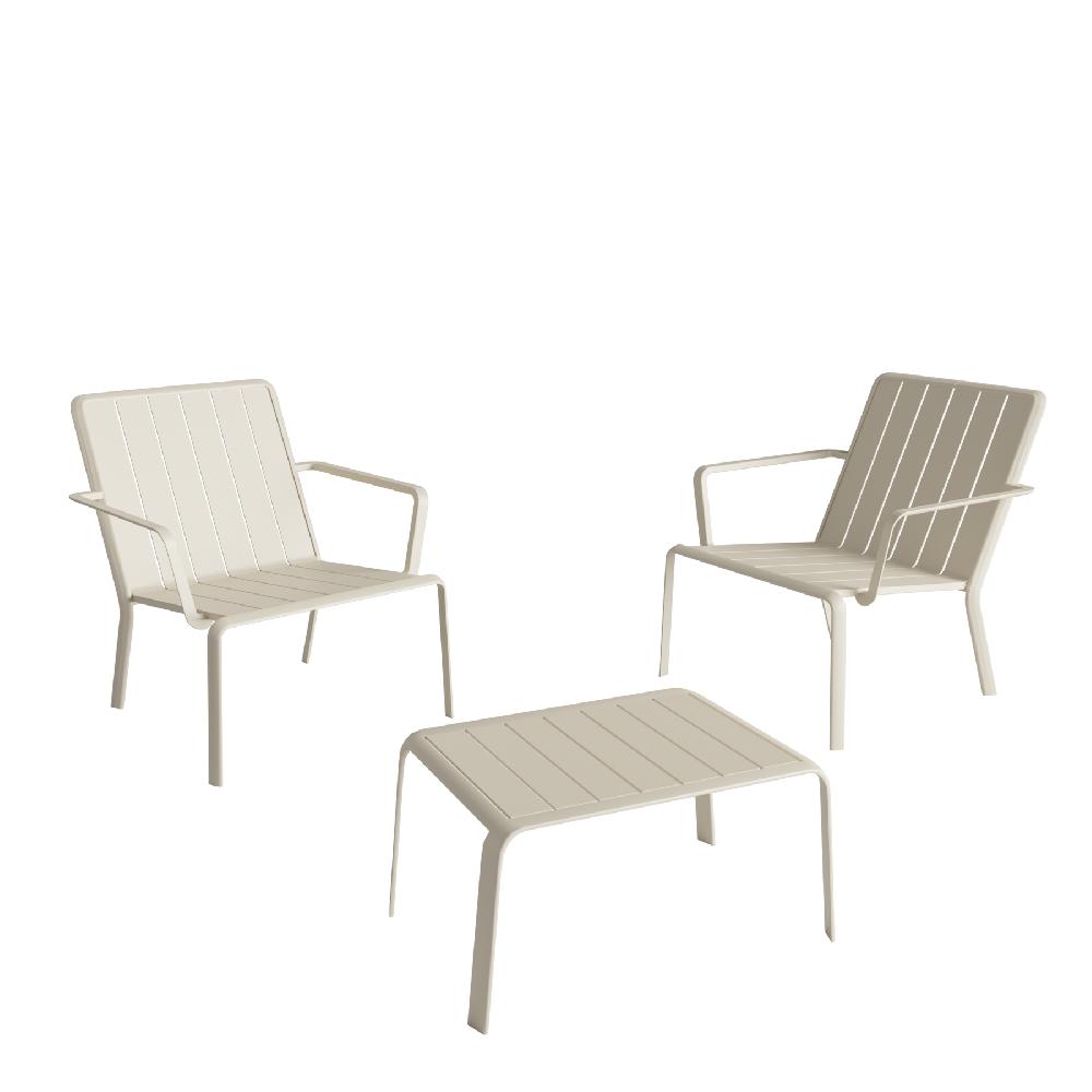 Conjunto De Muebles De Jardín Idaho De Aluminio Beige Para 2 Personas