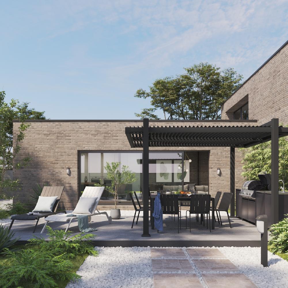 Conjunto de muebles de jardín Idaho de aluminio gris para 4 personas