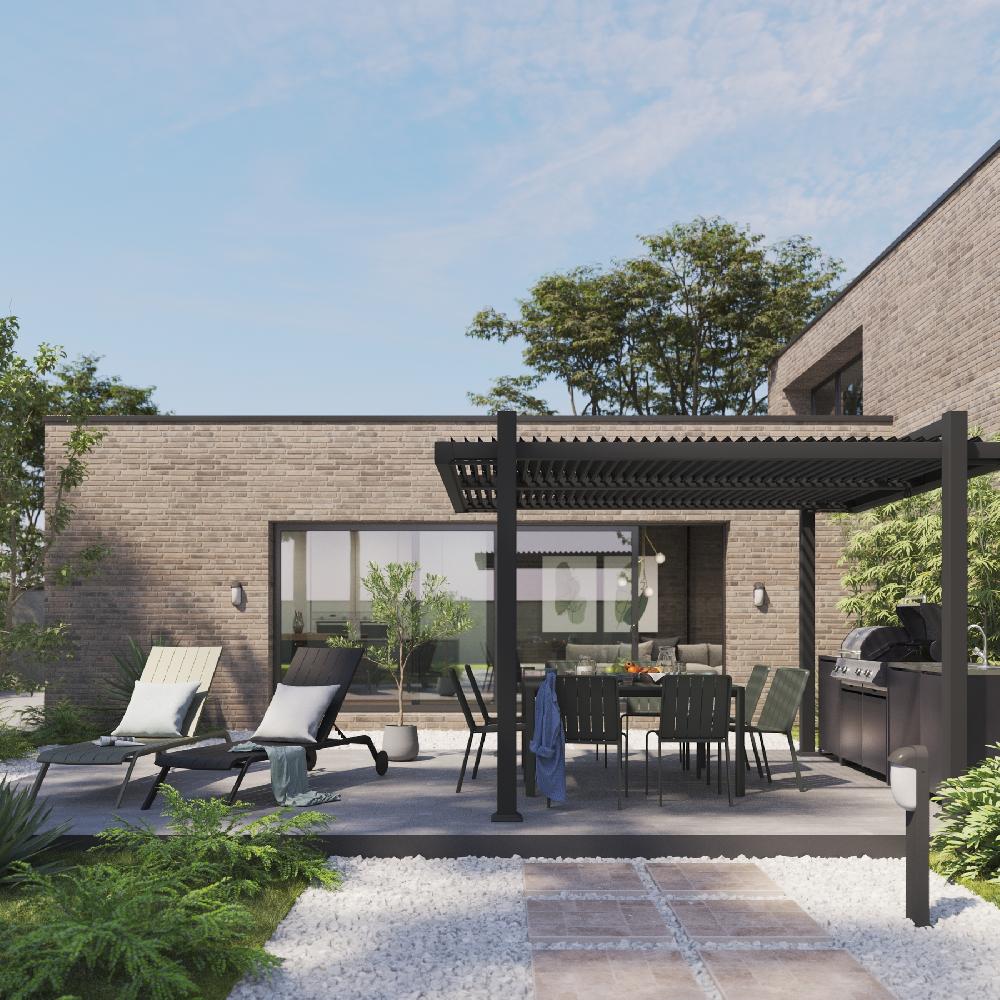 Conjunto De Muebles De Jardín Idaho De Aluminio Verde Para 4 Personas