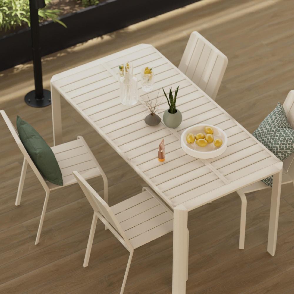 Conjunto De Muebles De Jardín Idaho Extensible De Aluminio Beige Para 4 Personas