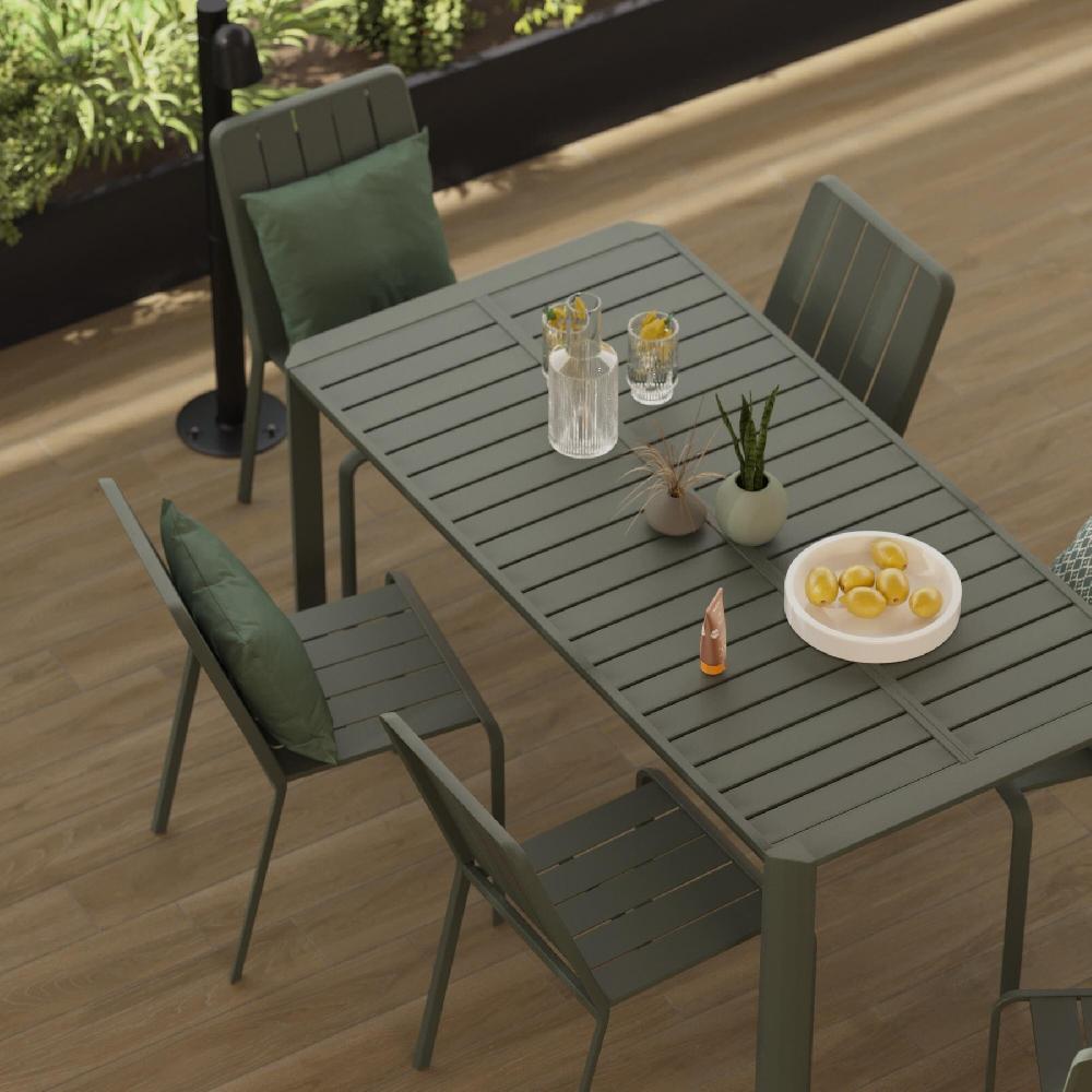 Conjunto De Muebles De Jardín Idaho Extensible De Aluminio Verde Para 6 Personas