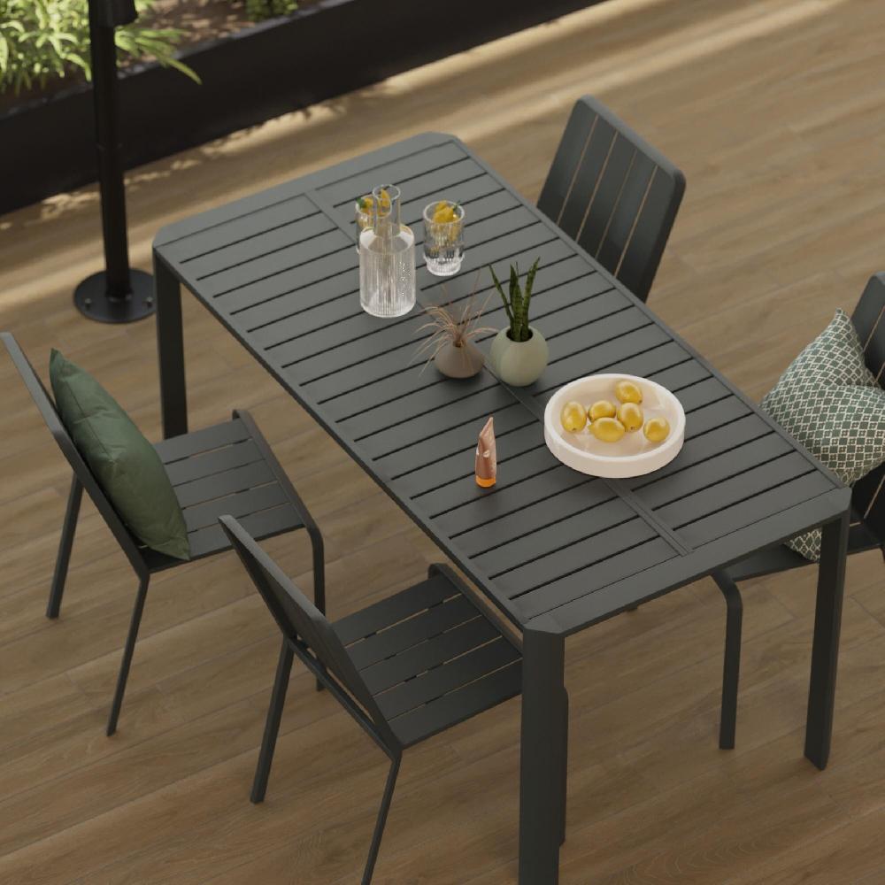 Conjunto De Muebles De Jardín Idaho Extensible De Aluminio Gris Para 4 Personas