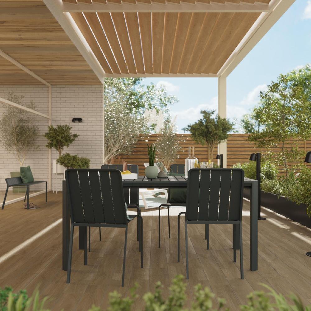 Conjunto de muebles de jardín Idaho extensible de aluminio gris para 4 personas