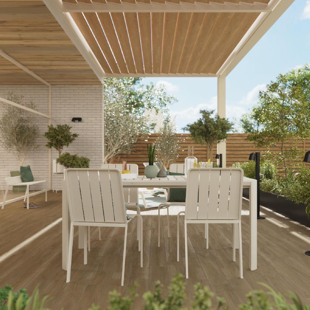 Conjunto de muebles de jardín Idaho extensible de aluminio beige para 4 personas