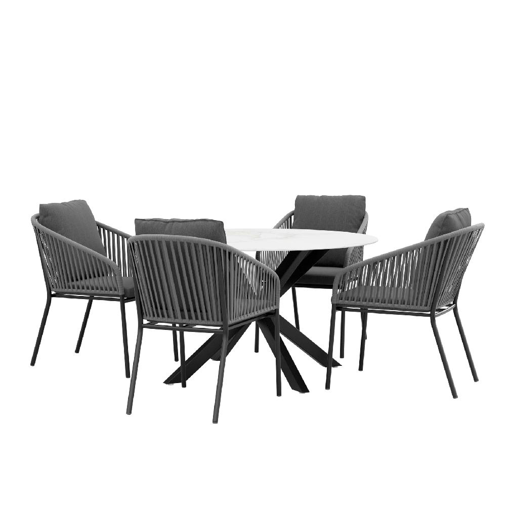 Conjunto De Muebles De Jardín Jónico De Aluminio Para 4 Comensales