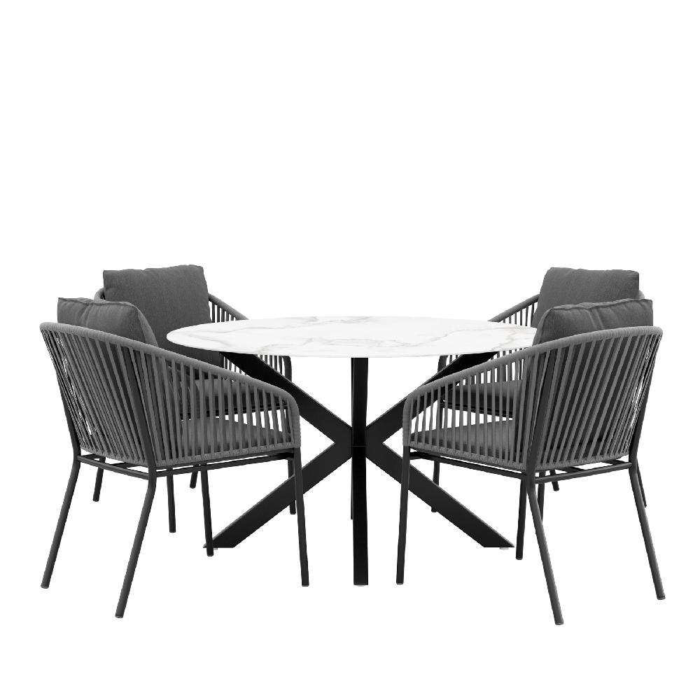 Conjunto De Muebles De Jardín Jónico De Aluminio Para 4 Comensales