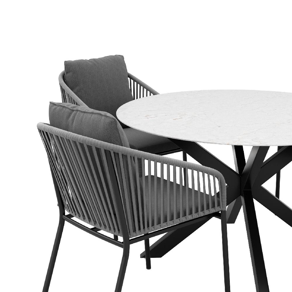 Conjunto De Muebles De Jardín Jónico De Aluminio Para 4 Comensales