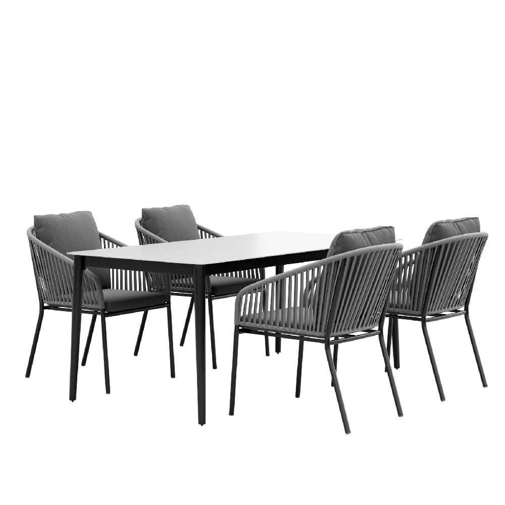 Conjunto De Muebles De Jardín Jónico De Aluminio Para 4 Comensales