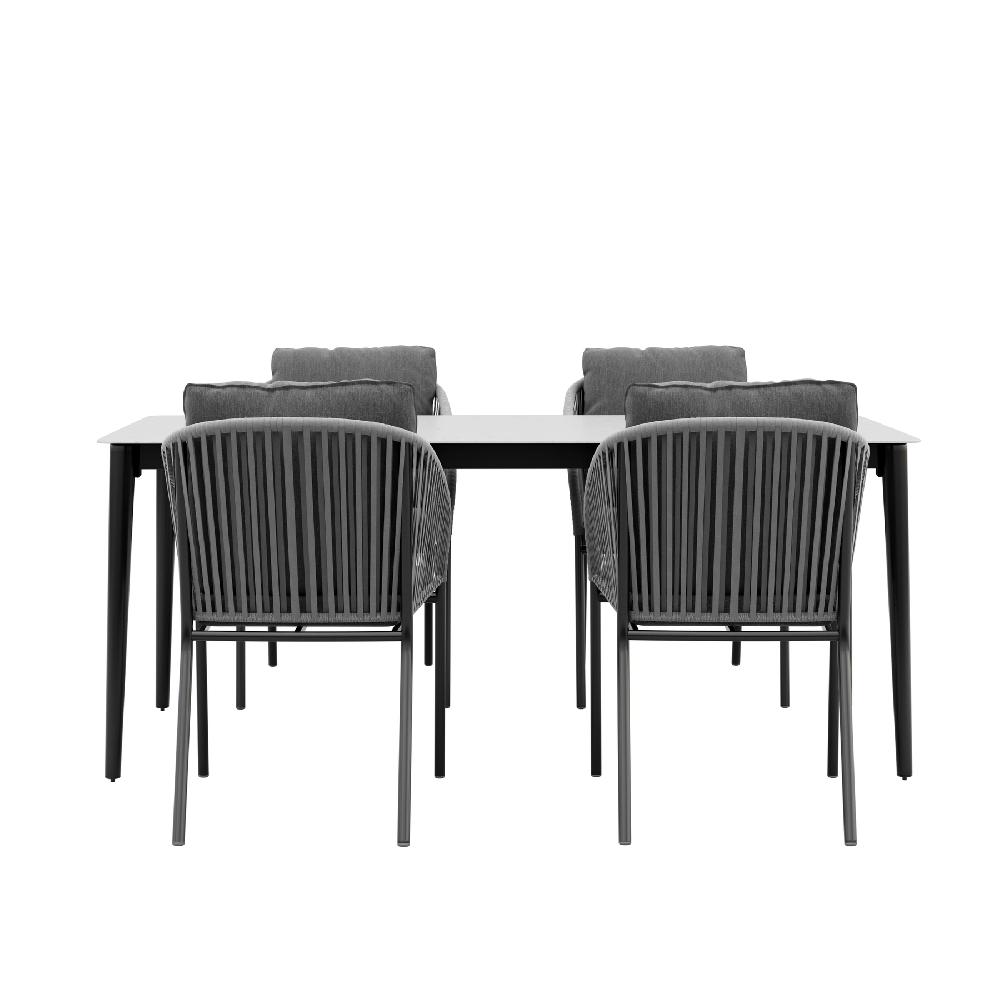 Conjunto De Muebles De Jardín Jónico De Aluminio Para 4 Comensales