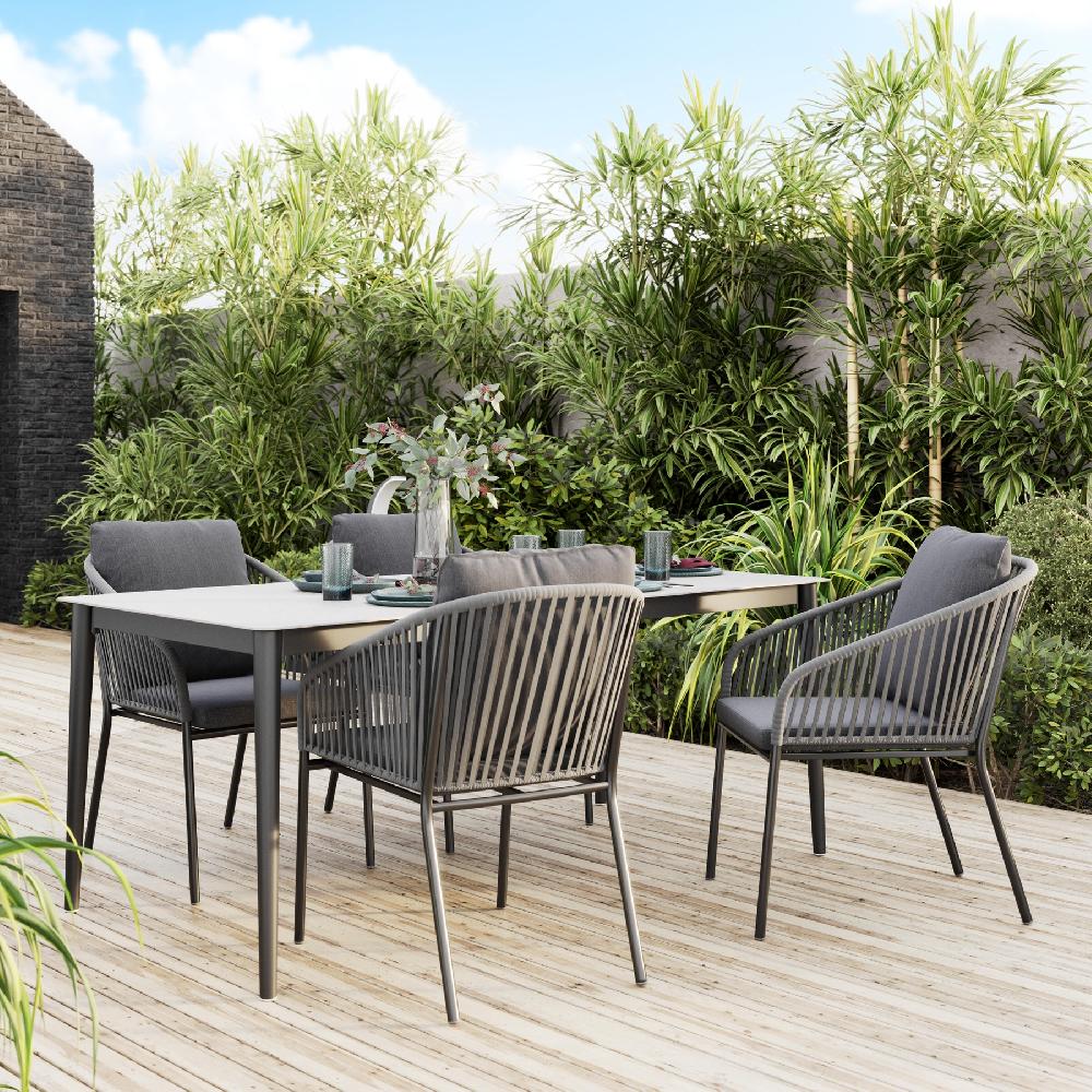 Conjunto de muebles de jardín Jónico de aluminio para 4 comensales