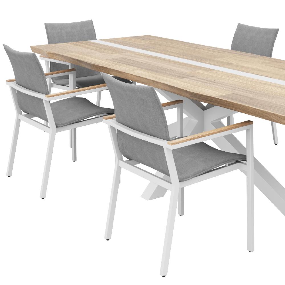 Conjunto De Muebles De Jardín Lagos De Teca Y Aluminio Para 6 Comensales