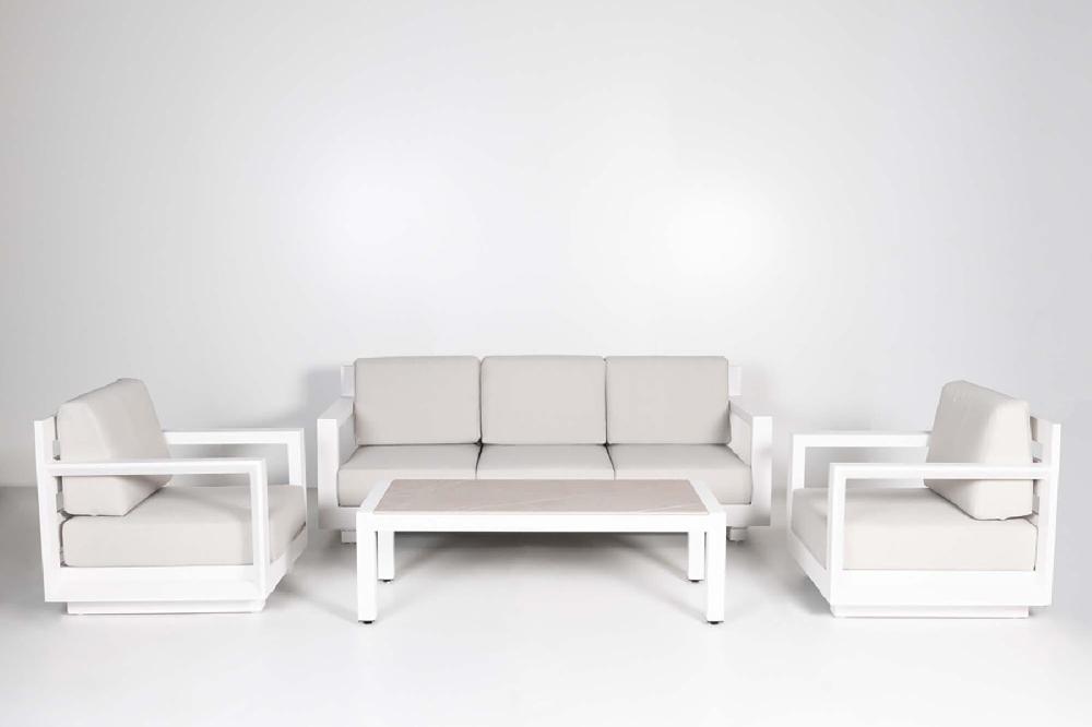 Conjunto De Muebles De Jardín Luca De Aluminio Blanco Para 5 Comensales