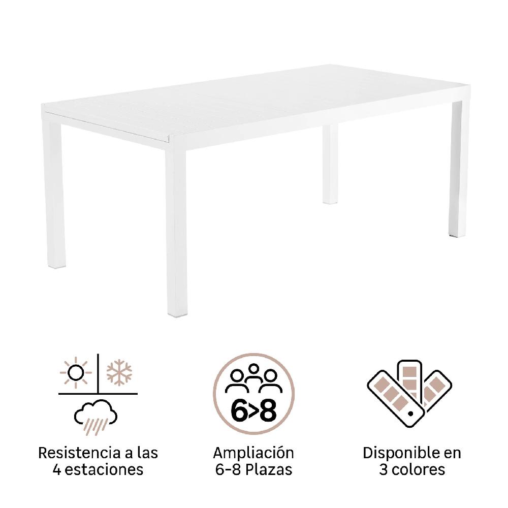 Conjunto De Muebles De Jardín Lyra II De Aluminio Blanco Para 8 Personas