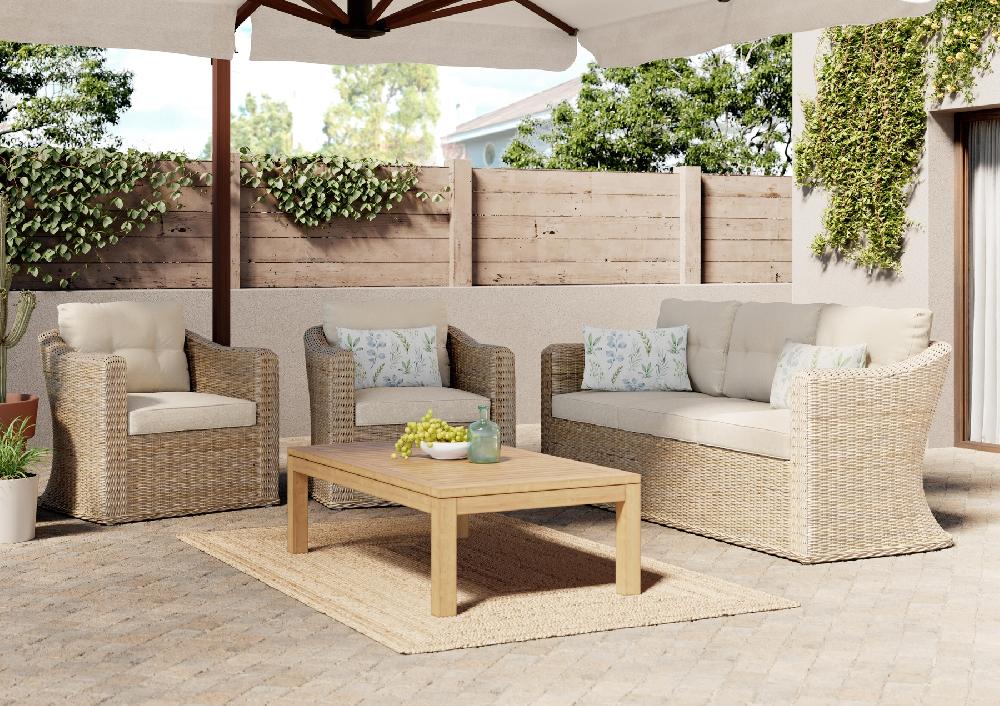 Conjunto de muebles de jardín Martinique de ratán para 5 comensales