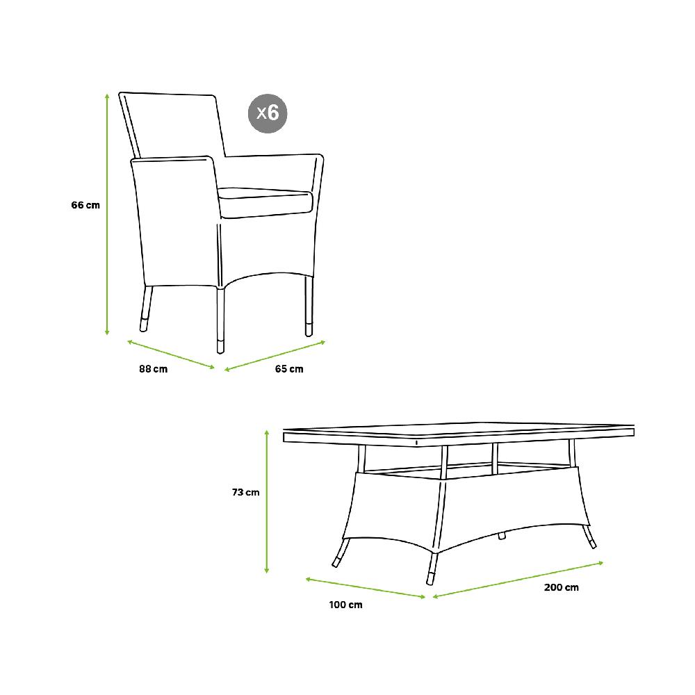 Conjunto De Muebles De Jardín Palermo Para 6 Comensales