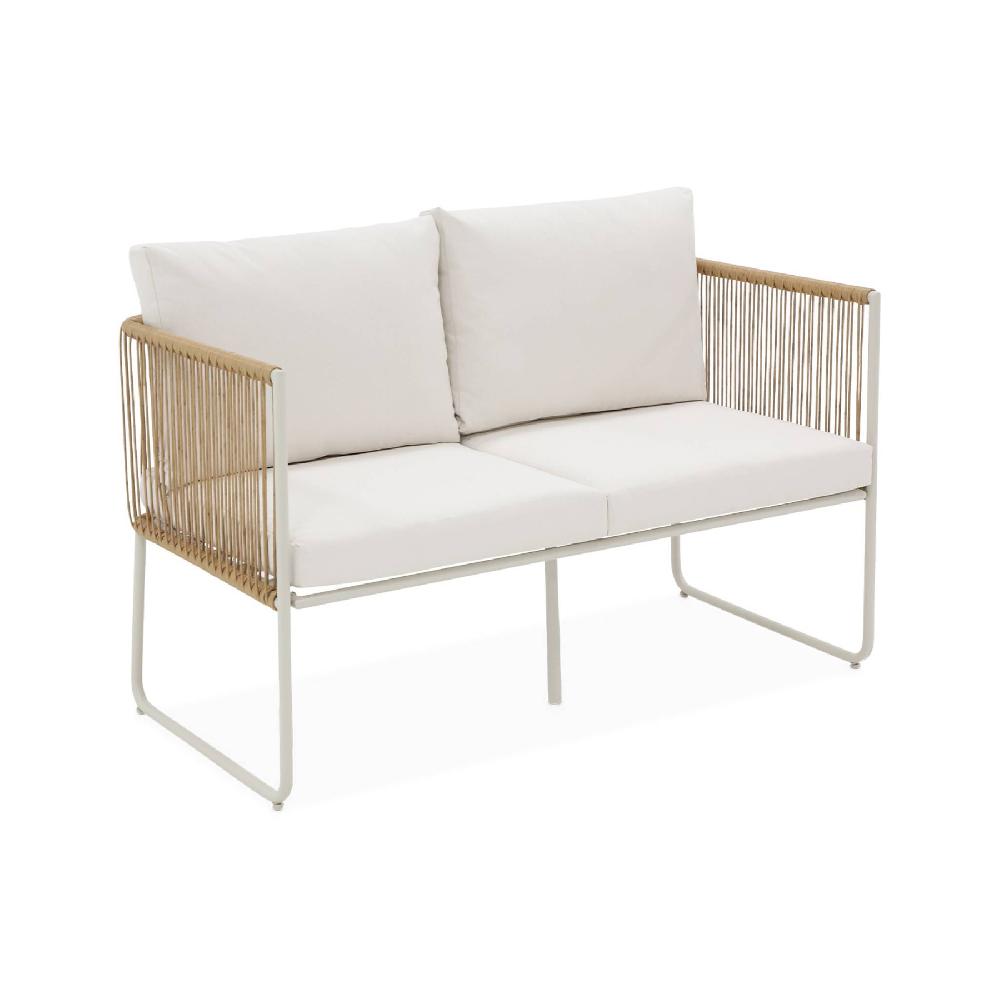 Conjunto De Muebles De Jardín Ratán Y Acero De 4 Plazas Cesena Natural 115x60x68 Cm