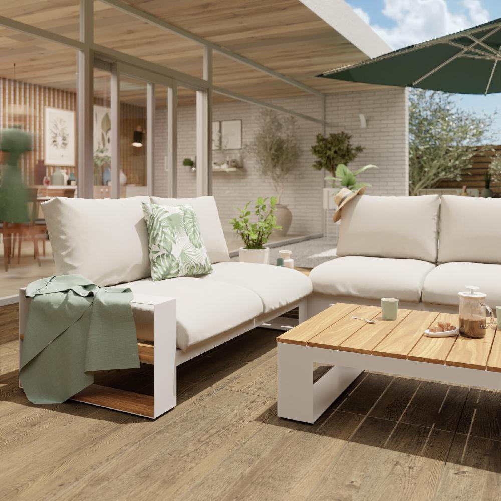 Conjunto De Muebles De Jardín Surrey II De Teca/aluminio Para 5 Personas