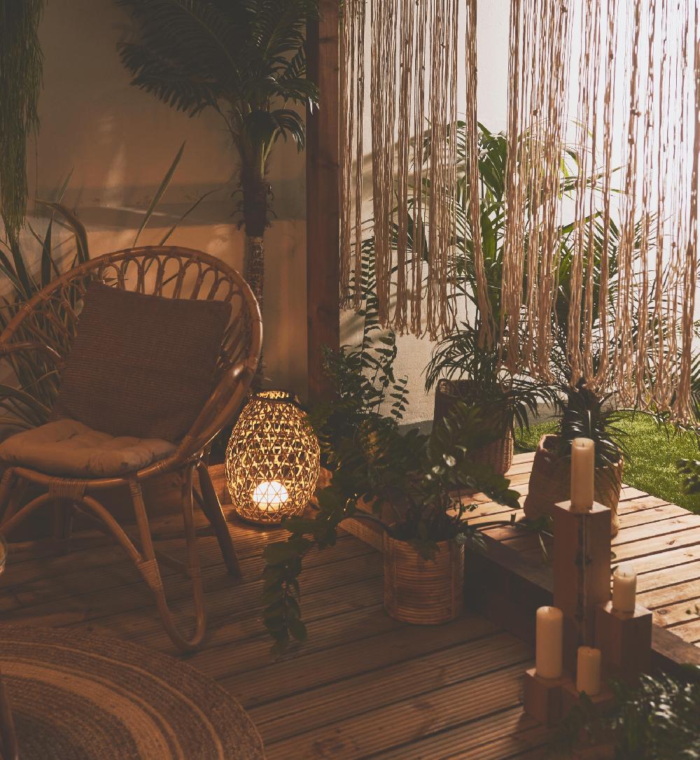 Conjunto De Muebles De Porche Bombai De Ratán Natural Para 4 Comensales