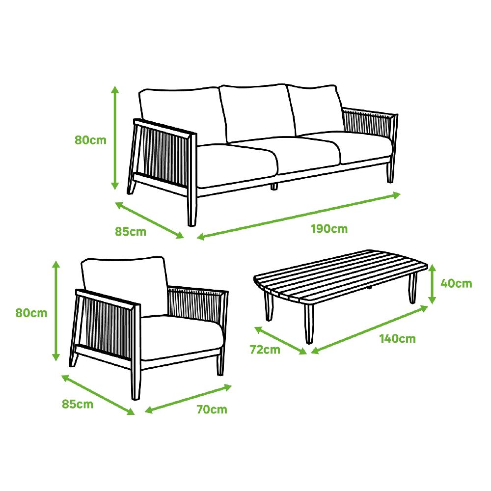 Conjunto De Muebles De Porche Lita De Teca Para 5 Comensales