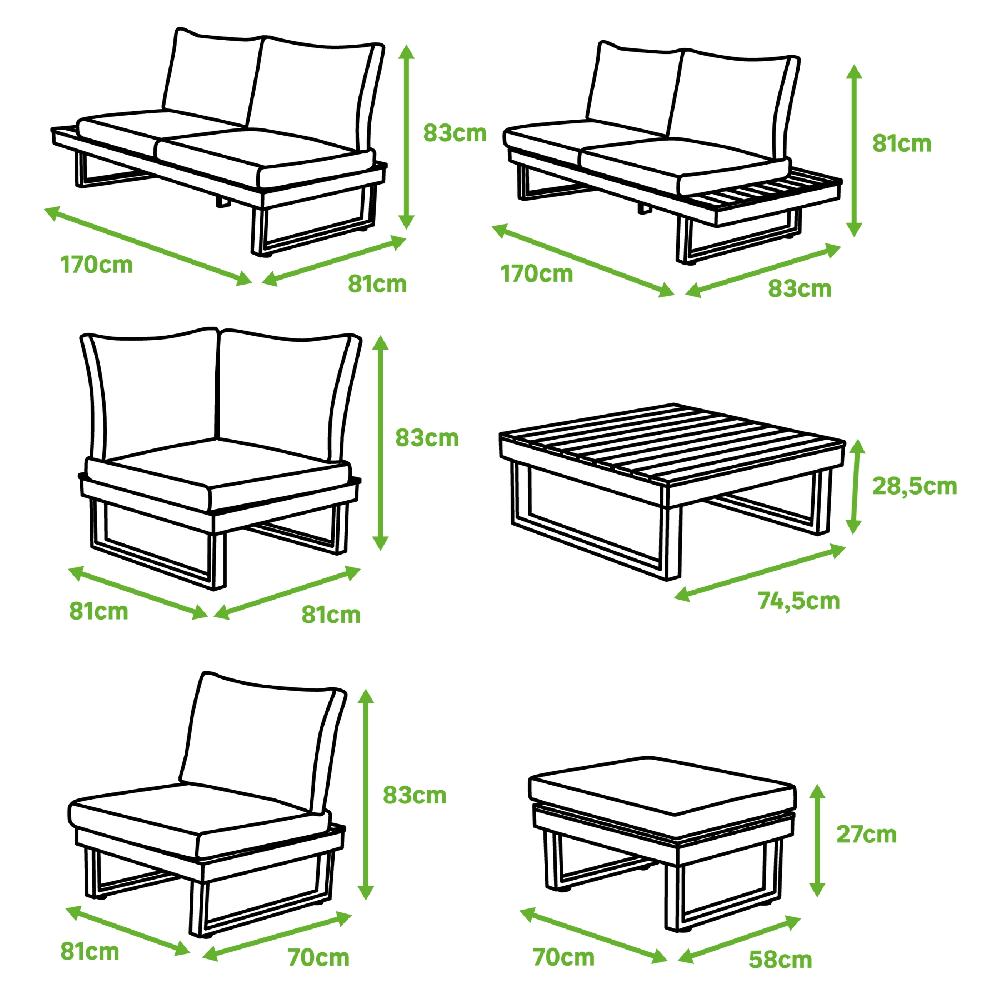 Conjunto De Muebles De Porche Nilo De Aluminio Y Madera Para 6/8 Comensales