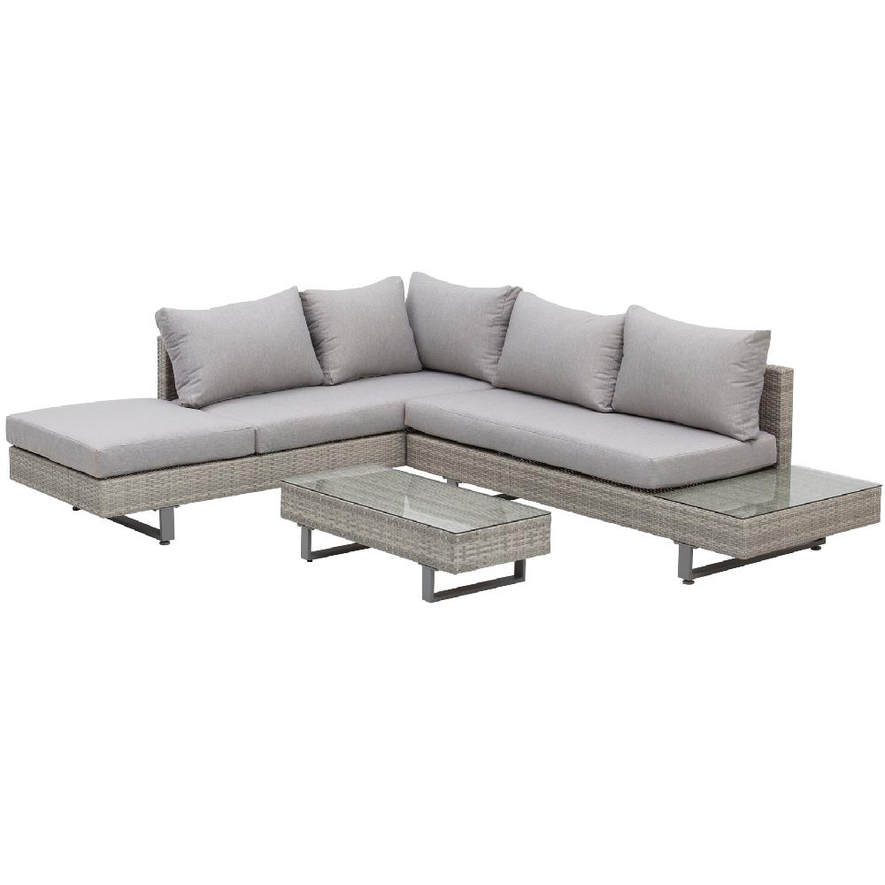 Conjunto de muebles de ratán Outsunny gris 196x69x59 cm_860-143