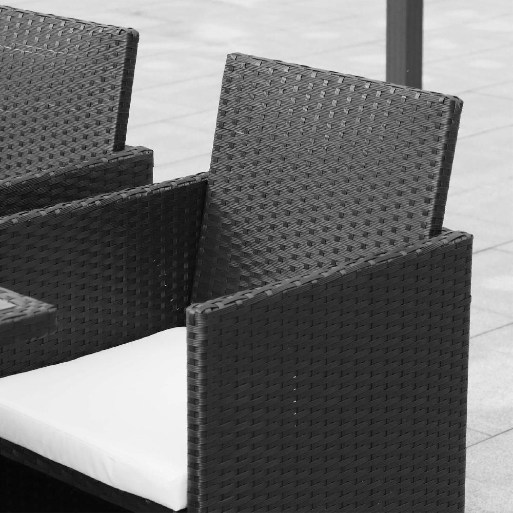 Conjunto De Muebles Jardín 9 Piezas Ratán Outsunny 109x109x72cm Negro_841-105
