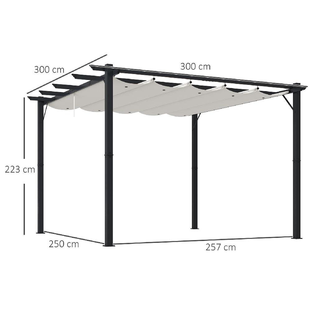 Conjunto De Pérgola Outsunny Aluminio Tela De Poliéster; Cinza Marrom E Creme 300x300x223 Cm 84C-P007