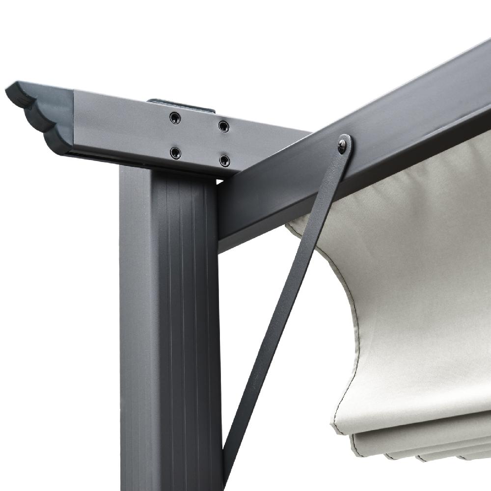 Conjunto De Pérgola Outsunny Aluminio Tela De Poliéster; Cinza Marrom E Creme 300x300x223 Cm 84C-P007