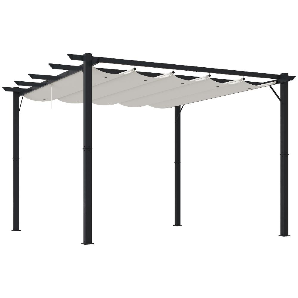 Conjunto de Pérgola Outsunny aluminio tela de poliéster; Cinza Marrom e Creme 300x300x223 cm 84C-P007