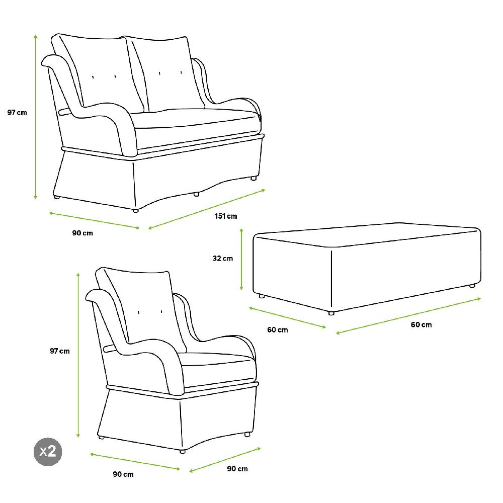Conjunto De Porche De Jardín Barry Koboo Para 4 Comensales