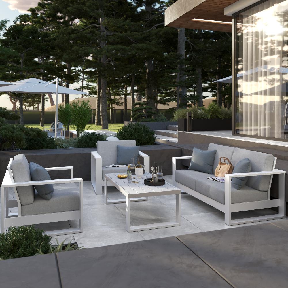 Conjunto de porche de jardín NATERIAL Athena de aluminio blanco para 4 personas