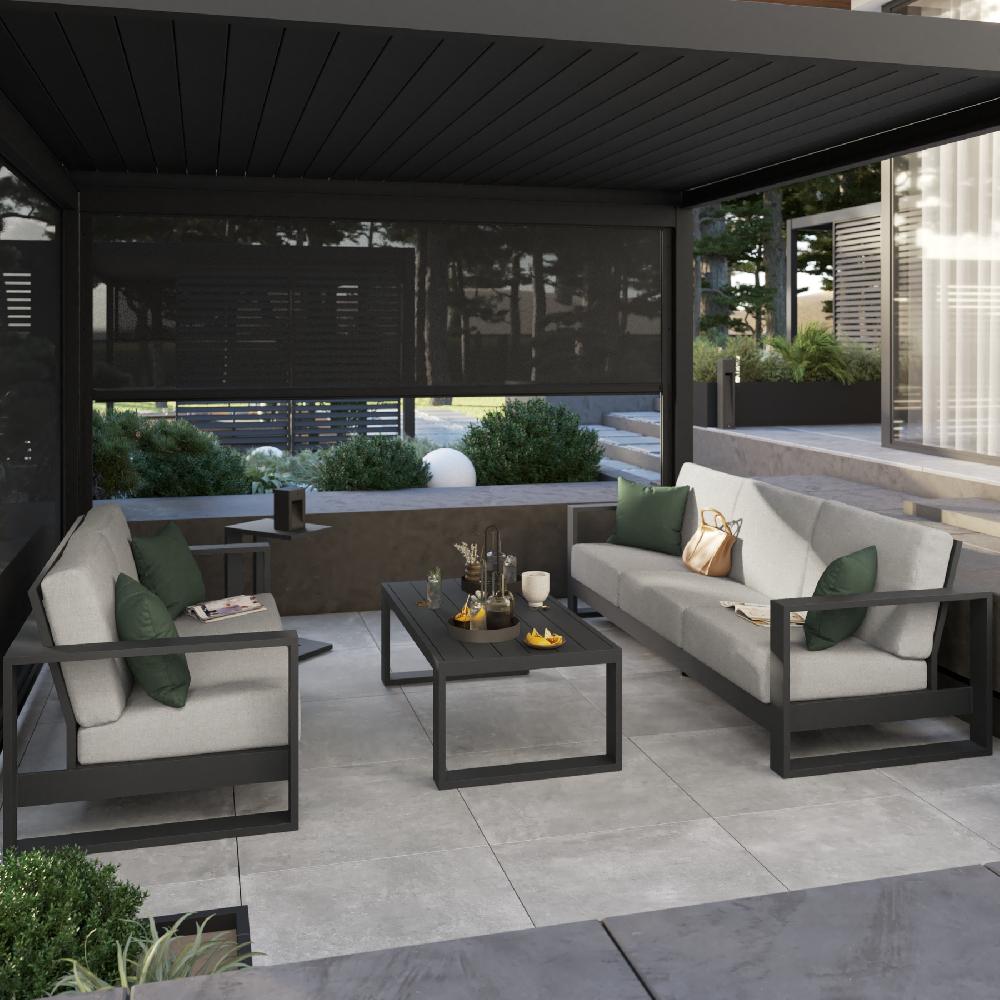 Conjunto de porche de jardín NATERIAL Athena de aluminio gris para 5 personas