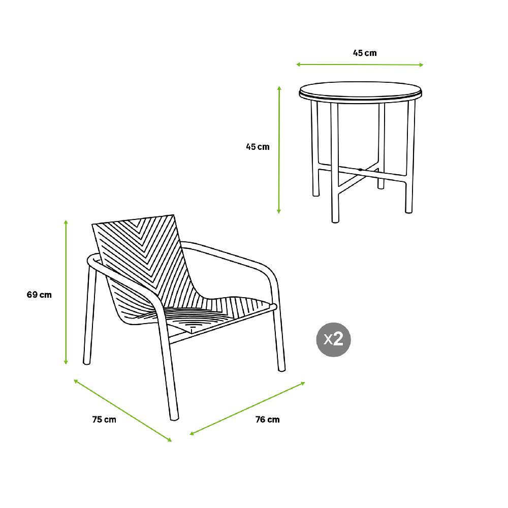 Conjunto De Porche De Jardín Paris Para 2 Comensales