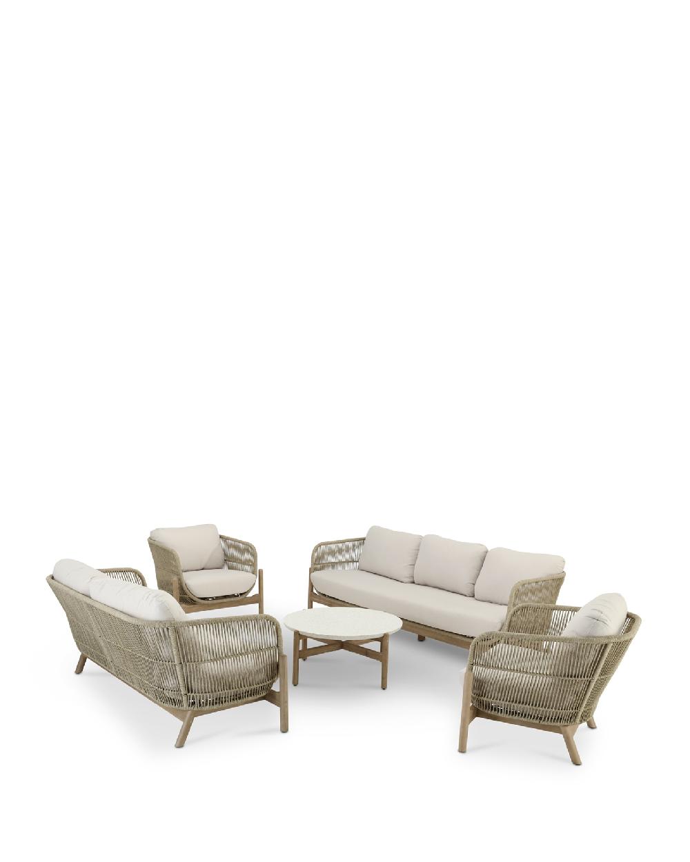 Conjunto De Porche De Jardín Provenza De Acacia Para 7 Comensales