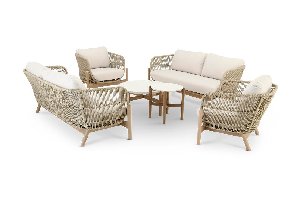 Conjunto De Porche De Jardín Provenza De Acacia Para 6 Comensales