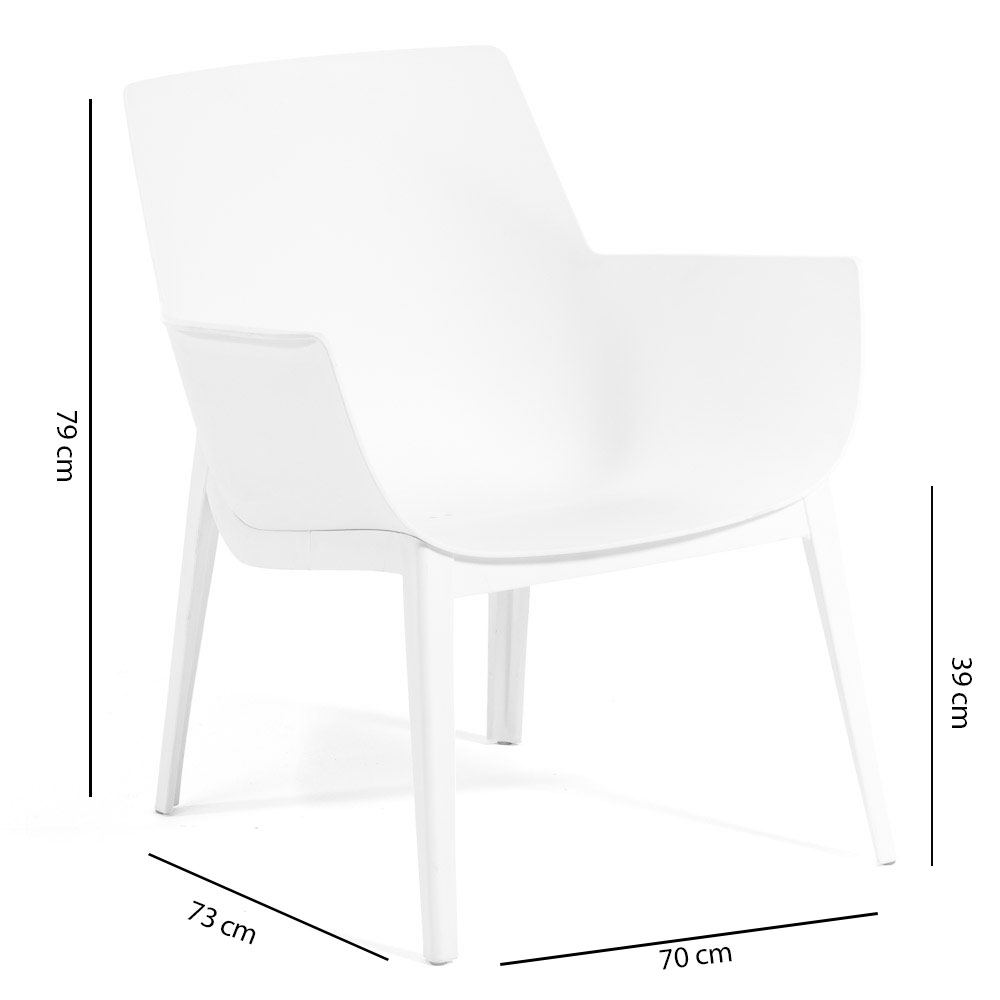 Conjunto De Relax De 2 Sillones Betty Con Mesa Auxiliar Para Exterior / Jardín / Piscina Blanco